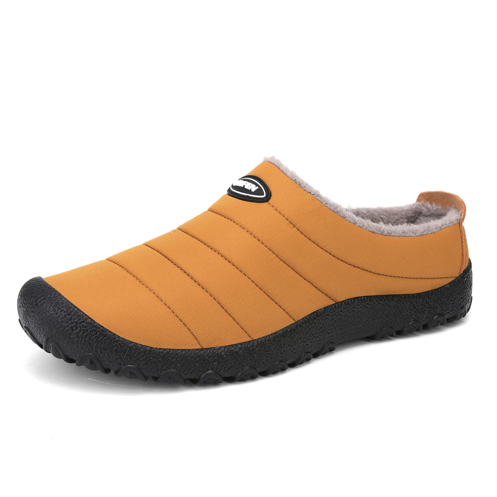 UBFEN Mens Womens Winter Warm Slippers with Fuzzy Plush Lining Slip on House Shoes Indoor Outdoor Anti-Skid Rubber Sole