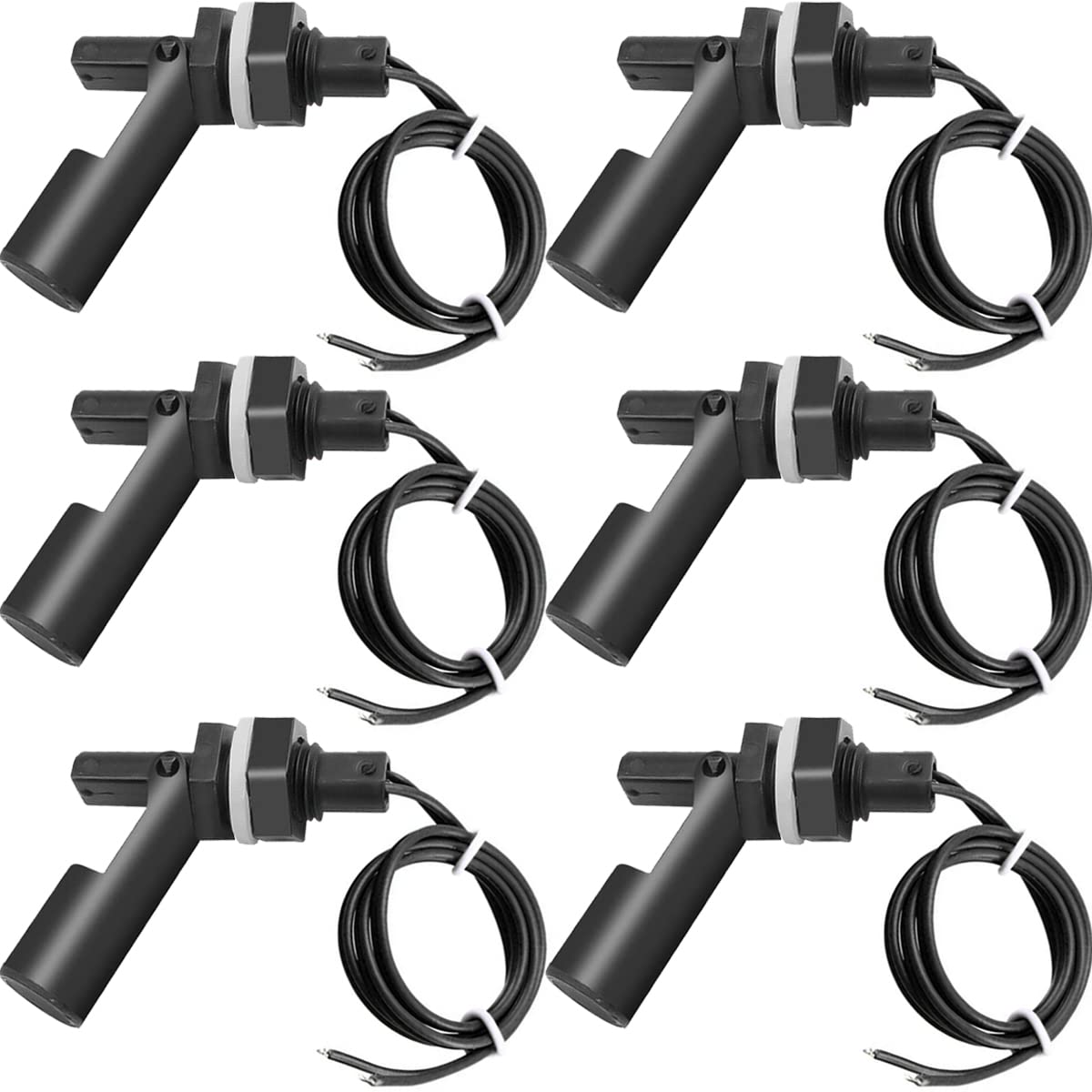 Float Switch, Water Liquid Level Sensor Side Mount Horizontal Water Pump Controller Float Switch for Aquariums Fish Tank Hydroponics Pool, M12, Black, 6 Pcs