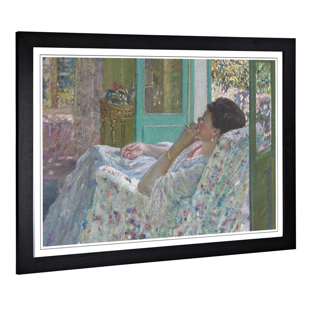 Big Box Art Framed Print of Frederick Carl Frieseke Afternoon in The Yellow Design | Wall Art Picture| Home Decor for Kitchen, Living Room, Bedroom, Office, Black, A2 / 24.5x18 Inch / 62x45cm