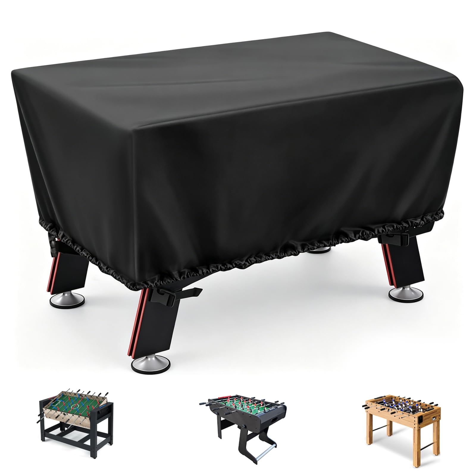 Onlyme – Housse de table de babyfoot imperméable pour adultes, résistante à la poussière, rectangulaire, noire, 145 x 115 x 72 cm
