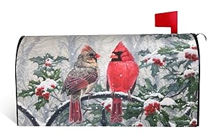 Premium Christmas Mailbox Cover Magnetic - Standard Size Spring Cardinal Birds