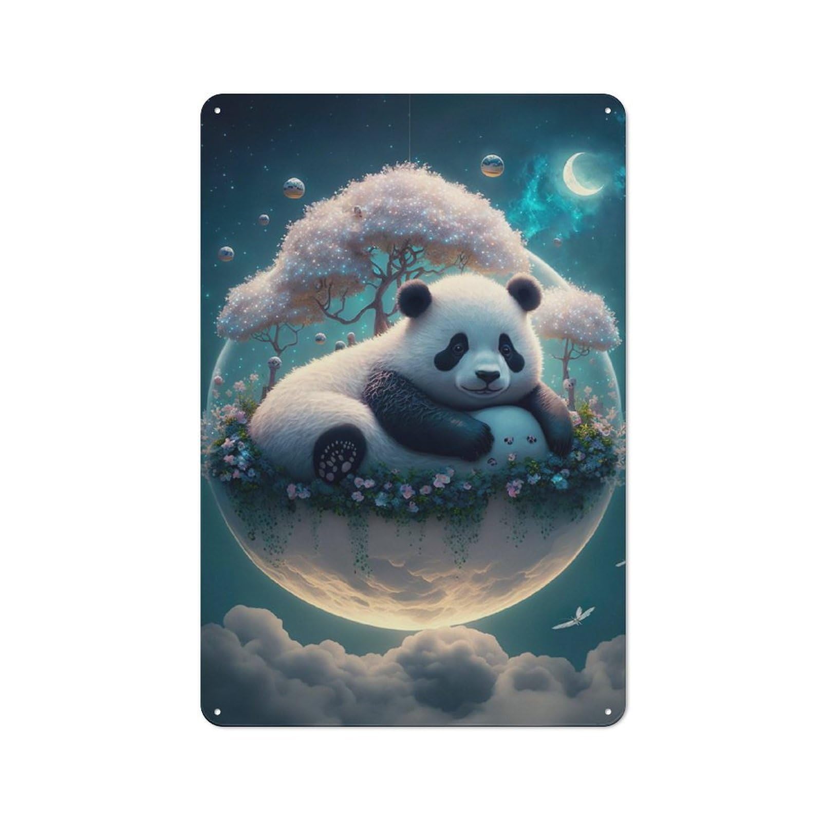 Majestic Panda Bear Vintage Metal Wall Decor 30x20cm, Garage Metal Sign for Workshop, Basement, Shed Or Games Room