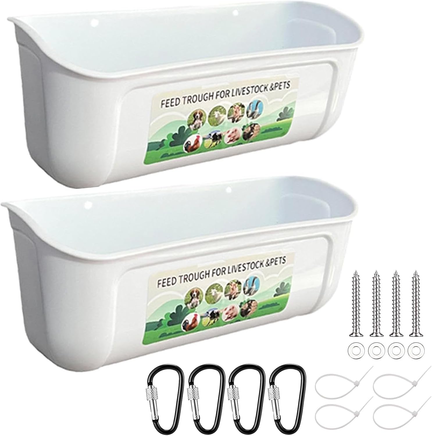 BRIMENERG Plastic Hanging Fence Feeder – Mountable Mini Goat & Chicken Feeder With Clips, BPA-Free, Weather-Resistant, Includes Scoop
