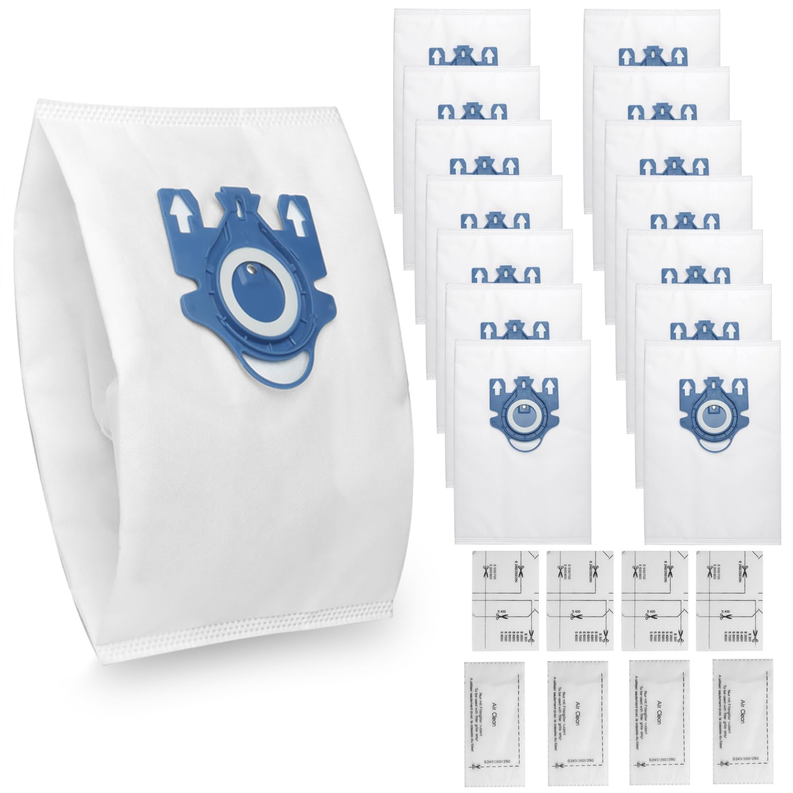 14-Pack 3D Airclean GN Vacuum Bags for Miele Classic C1, Complete C1, C2, C3 - Includes 4 MP Filters, 4 AC Filters