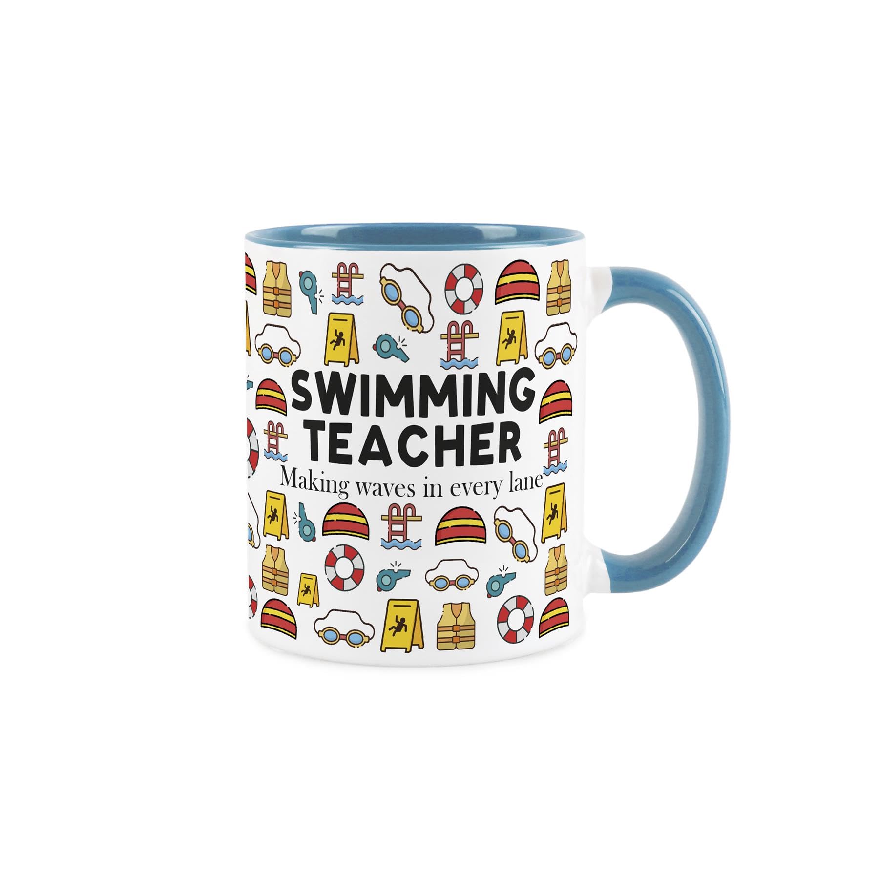 Swimming Teacher Mug - Funny Swimming Instructor Novelty Gifts - Tea/Coffee Hot Drinks Blue Ceramic Cup Present