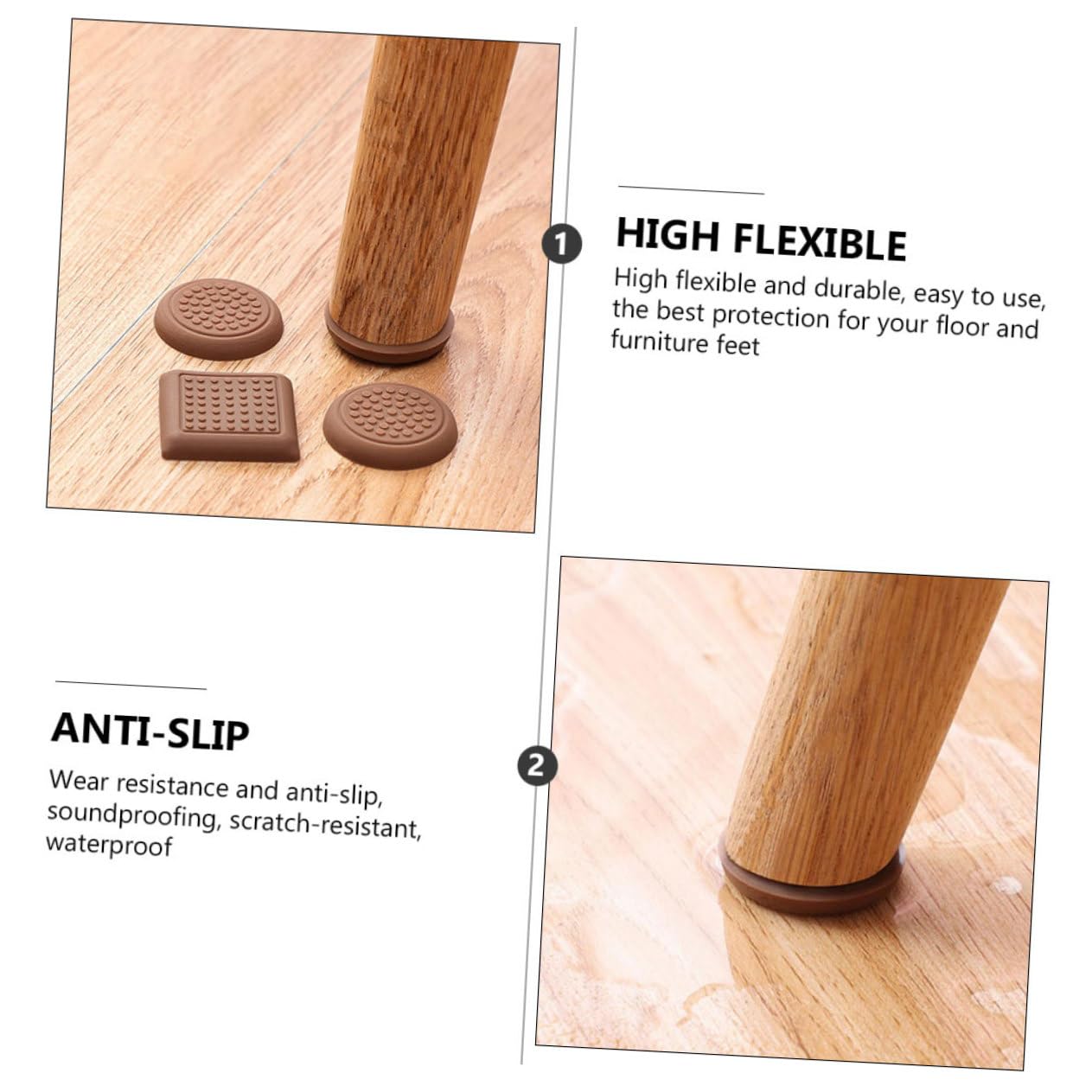 Gadpiparty 5 Set Tovaglietta Tappeto Salvapavimento Gambe Di Ricambio Per Sedia Costumista Tappi Piedini Da Tavolo in Silicone Tappetini Salvapiedi Per Mobili Gel Di Silice Brown 8 Pezzi*5