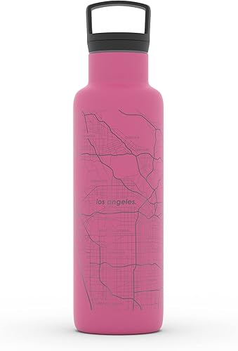 Miniatura 224 de Well Told Botella de agua aislada con mapa de Washington DC grabado, botella de acero inoxidable grabada (21 onzas, blanco) botella aislada de mapa