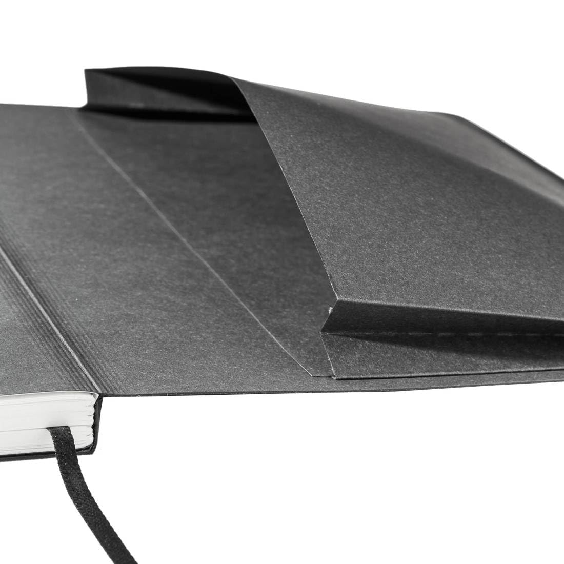 Fabriano 94727 Carnet de notes avec élastique Ecoqua Plus cousu A5 80 Fg, 5 Mm, Noir