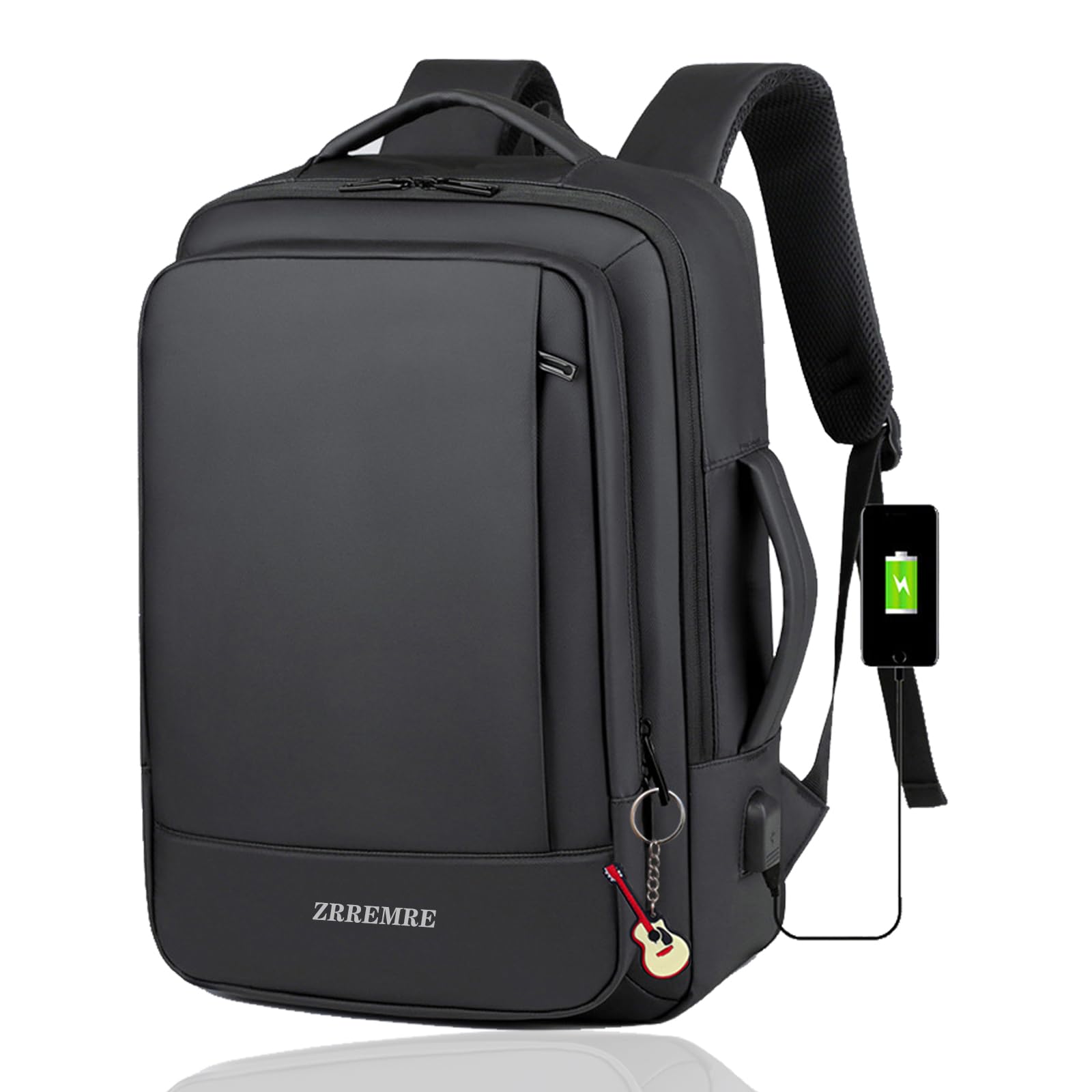 ZRREMRE Carry On Backpack Organized Personal Item Airlines Travel Bag,15.6 Inch Expandable Business Laptop Backpack,Weekend Rucksack (Black)