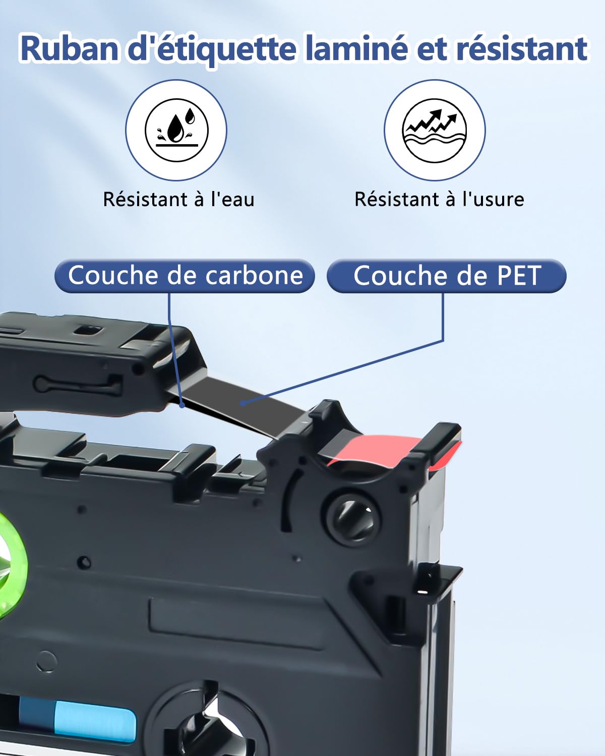 Cruxer Lot de 100 Compatible TZe-431 pour P-touch Noir sur Rouge 12 mm