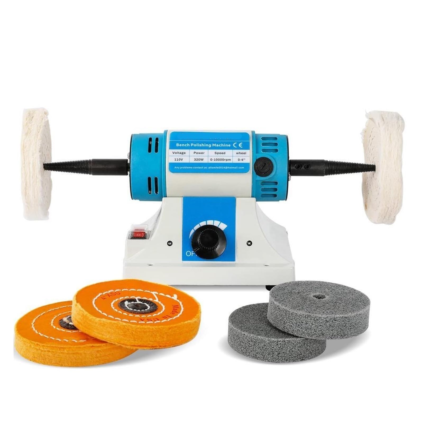 Ewsdsfs One Color Buffer Jewelry Polisher Polishing Machine With 3 Types Wheels Variable Speed Benchtop Operations Wood Metal Rust Removal Grinder