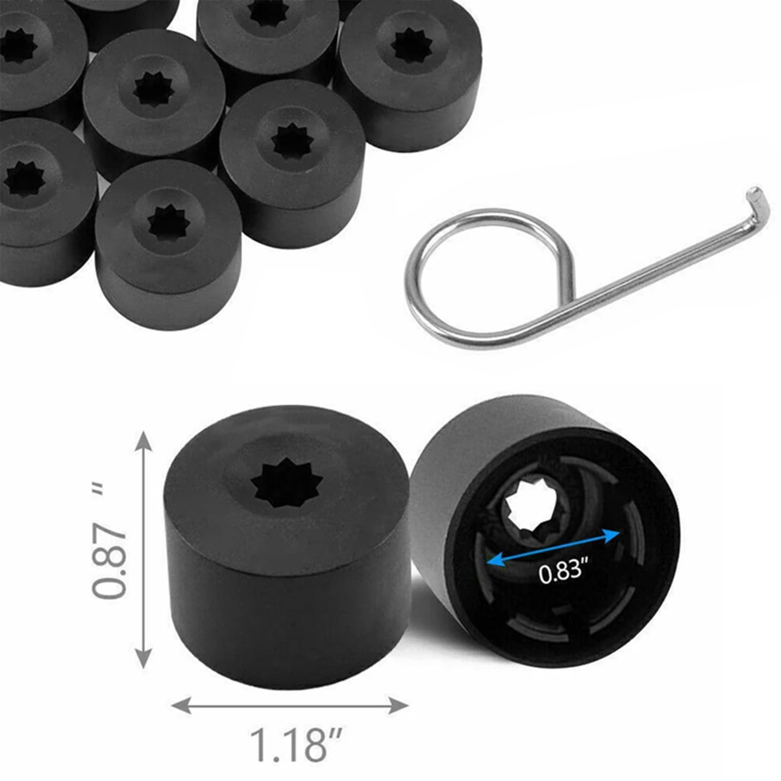 20 Stück Radschraubenkappen 17mm, Schraubenabdeckung Auto Radkappen, Diebstahlschutz schraubenkappen, Kompatibel mit VW Golf Passat Beetle Kompatibel mit Audi, alle Automarken - 2