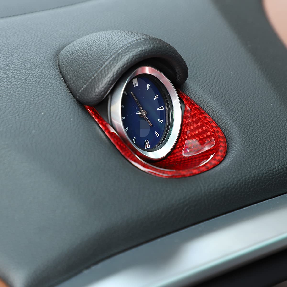 100% Vera Fibra di Carbonio Cruscotto Centro Orologio Bussola Copertura Per Maserati Ghibli 2014-2021 Accessori Interni (Rosso)