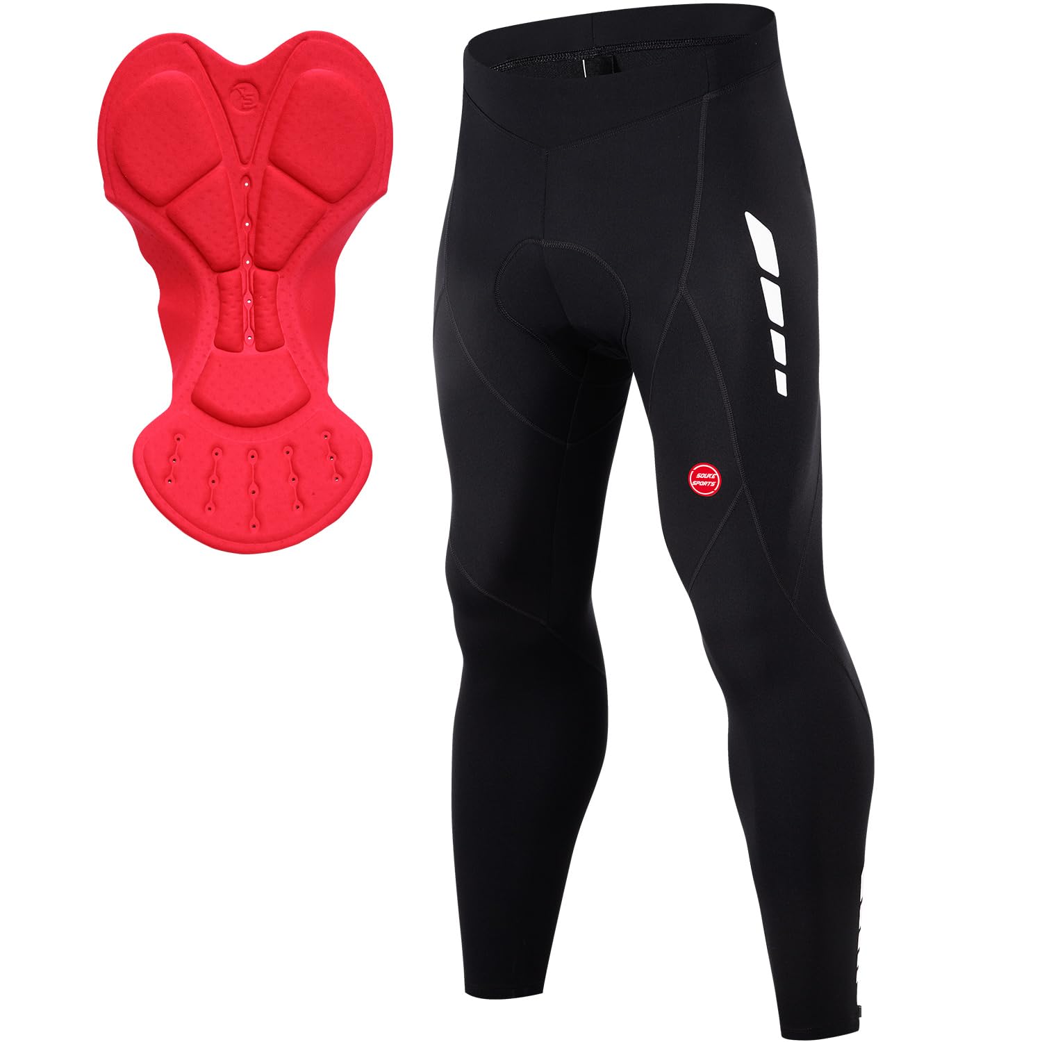 Souke Sports Pantalon de Cyclisme pour Homme, Legging Pantalon Homme Long avec Gel Rembourré Cycliste Pantalon de Vélo Respirant Séchage Rapide Élastique Collant de Cyclisme Thermique pour VTT,Moto