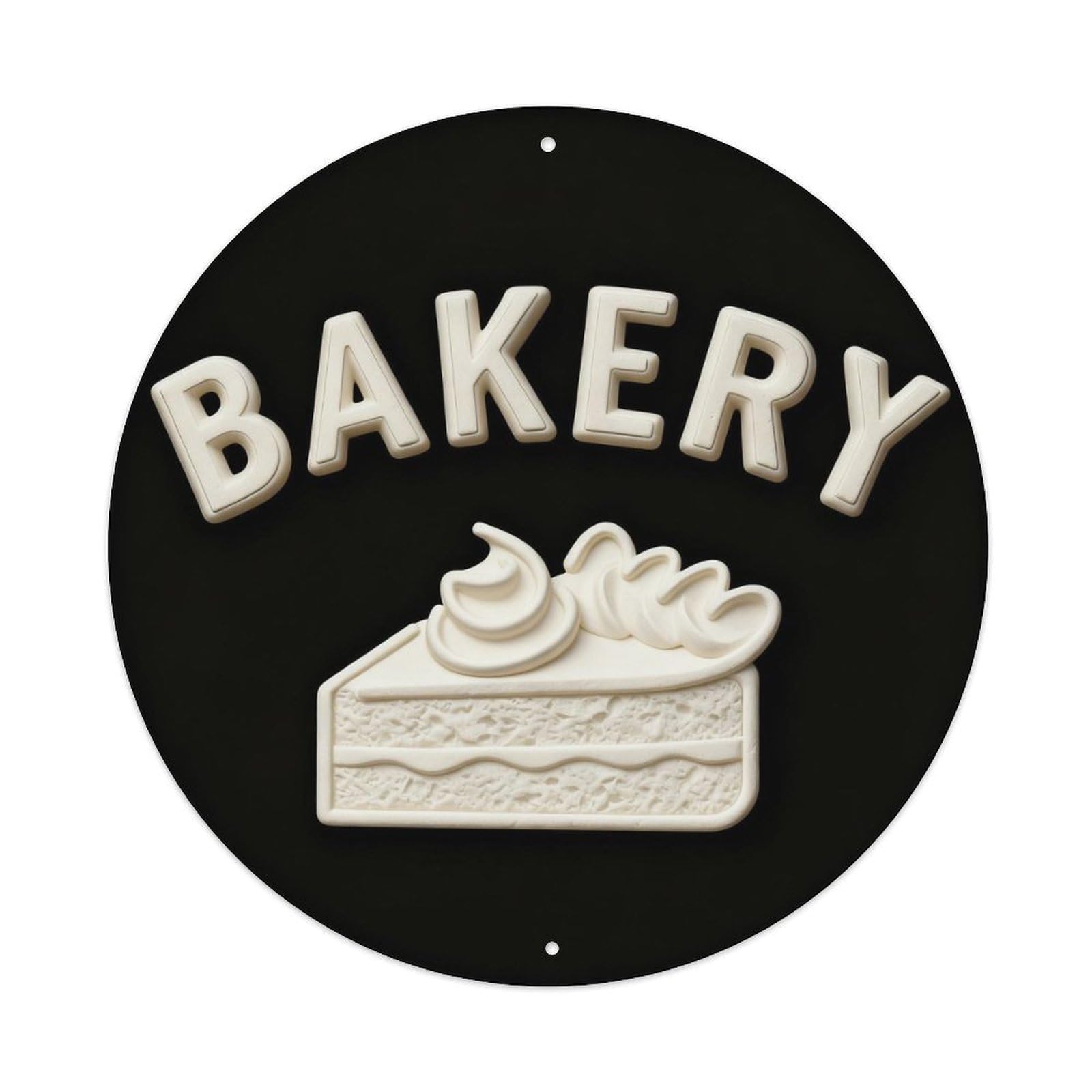 Neon Bakery Sign Cake Icon Round Metal Tin Sign Vintage Wall Decor, Bar Garage Cafe Kitchen Home Wall Art Poster 8x8inches