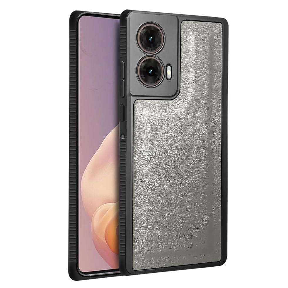Image of Fashionury Premium PU Leather Back Cover for Motorola G96 5G / Motorola Edge 50 Fusion /Motorola G85 5G | Soft Touch Finish | Camera & Screen Protection | Anti Fingerprint Shockproof Case (Gray)