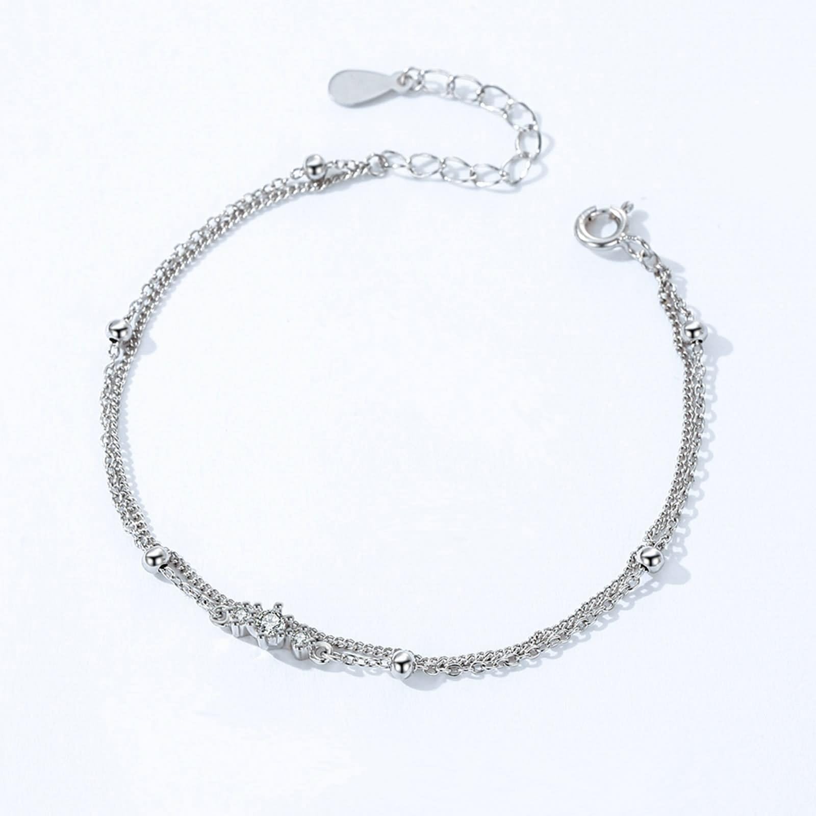 Pulseras para mujer, pulsera de doble capa con cuentas y moissanita, regalos únicos para mujer