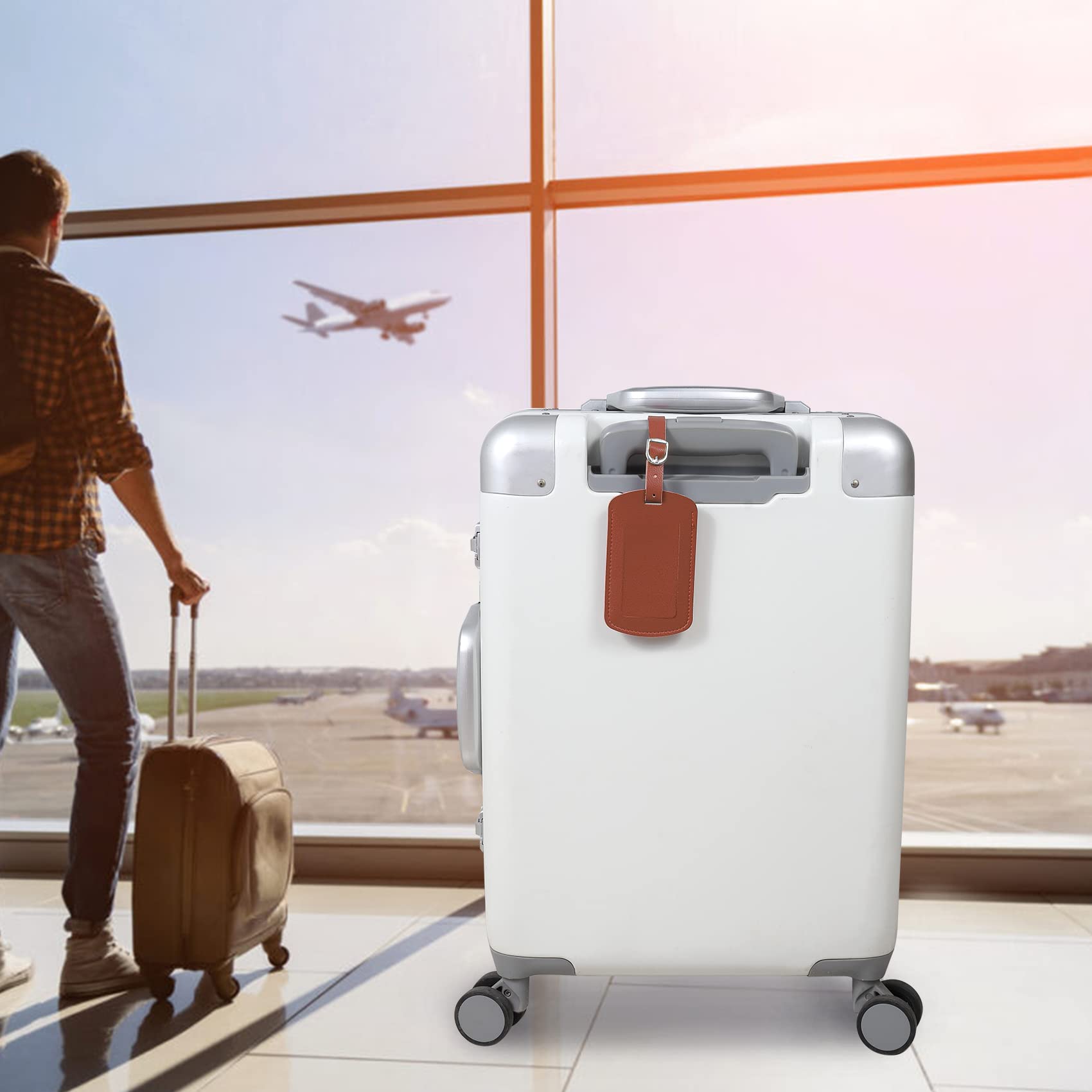 Vividwise Etichette Per Bagagli In Vera Pelle, 3 Pezzi, Con Copertura Privacy E Fibbia Regolabile - Accessori Da Viaggio (Nero)