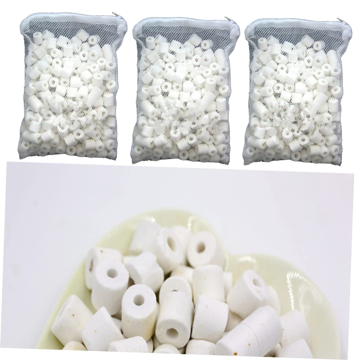 Housoutil 6packungen Bio Poröse Keramikringe Für Teich Und Aquarienfilter Pro Packung Mit Praktischer Mesh-Tasche Für Einfache Reinigung Für Süß Und Salzwasser