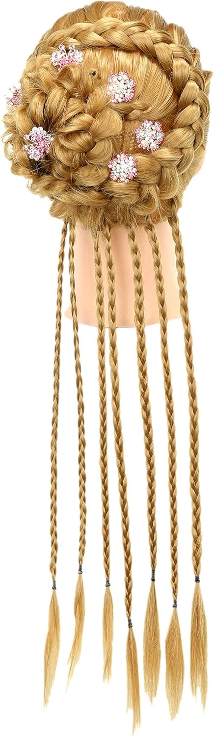 Mannequin Head with 28" golden Hair | Cosmetology Manikin Doll Head for Braiding & Styling | Hairstylist Training Practice Head | Includes Free Clamp for Cosmetology Students hair tail comb and eyelash 1