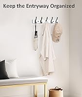 Vista 4 de Coat Rack Wall Mount, 16.5 Inches Wood Coat Hooks Wall Mount, Wall Coat Rack with 5 Hooks, Hat Rack Wall Hooks for Hanging Coat, Bag, Towel