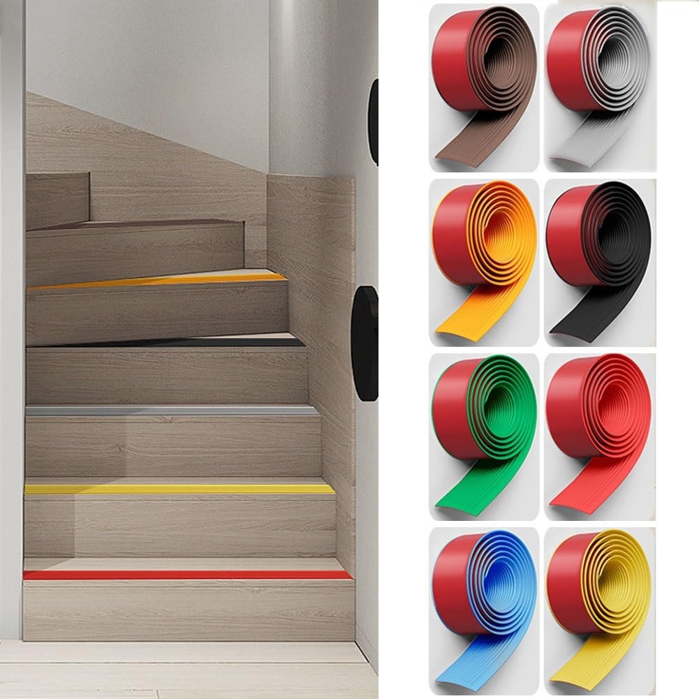 Nasello antiscivolo per scale, autoadesivo in PVC, gradini in gomma flessibile per una protezione sicura, ideale per casa e ufficio, lunghezza 10 m, larghezza 5 cm