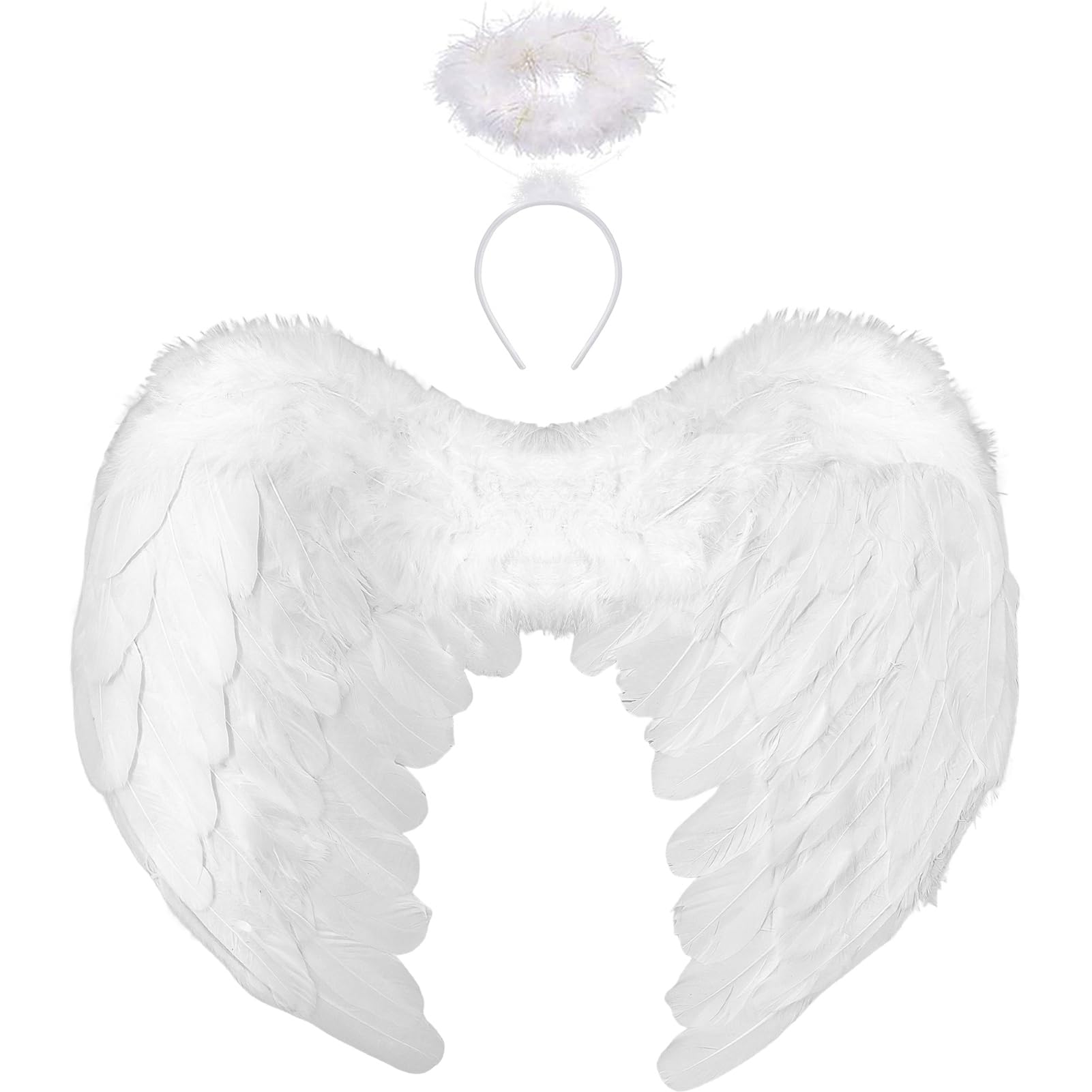 Ali D'Angelo Nere Con Aureola - Costume Halloween In Piume Per Adulti E Bambini, 60x45 Cm - Foto 6