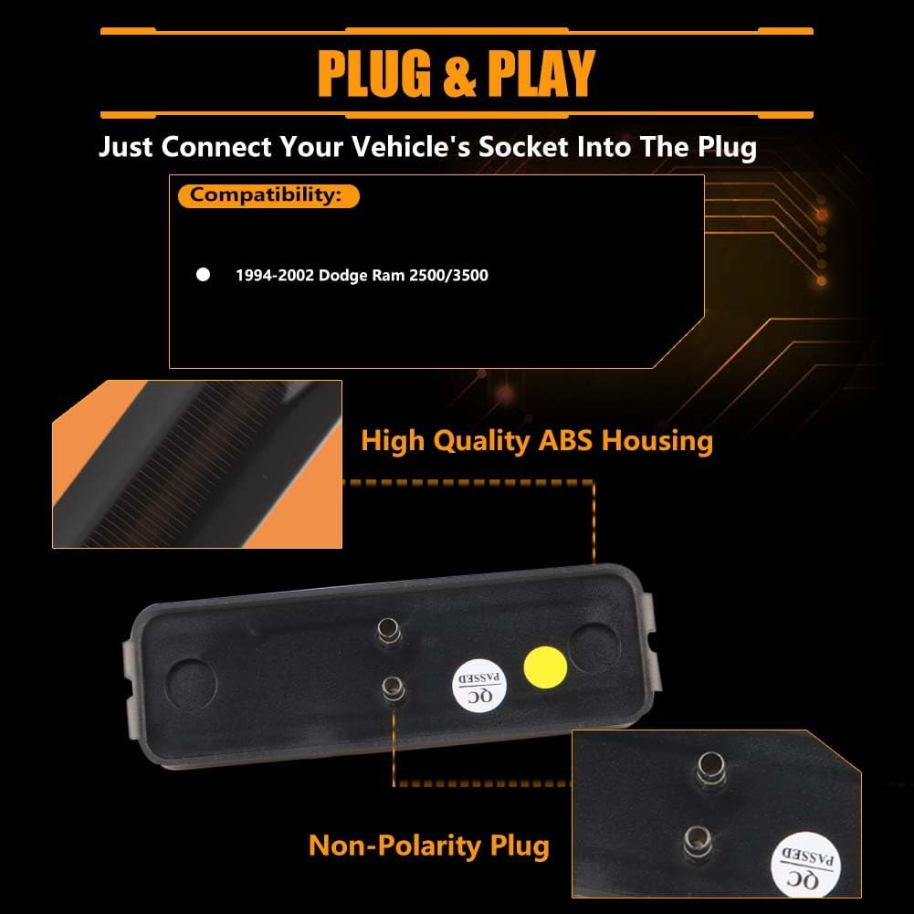 Front & Rear LED Dually Fender Side Marker Lights for Dodge Ram 2500 3500 1994-2002, Ram 2500 Smoked Lens Wheel Bed Marker Lamps, Amber & Red LED Side Markers Turn Signal Lights, 4 PCS