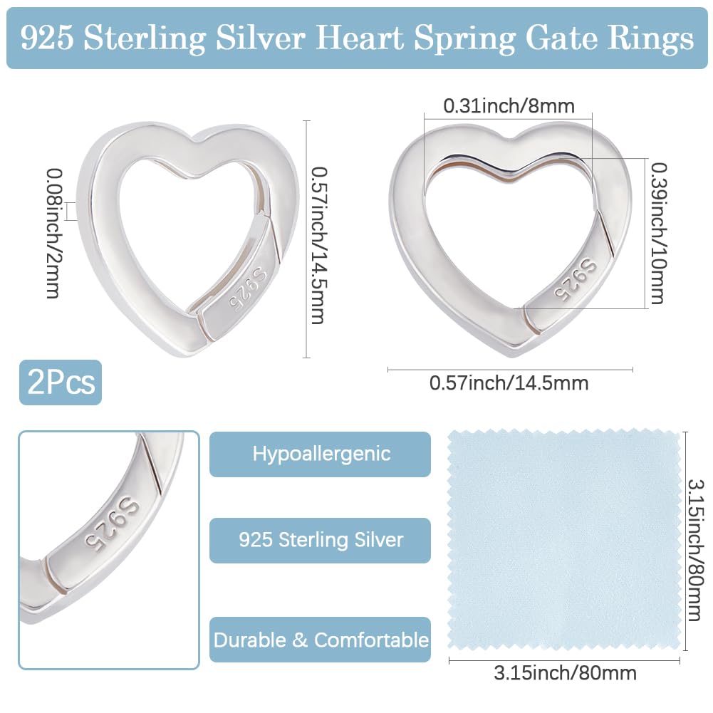 Beebeecraft 1 Box 2 Stück Herz Federtorringe 925 Sterling Silber Federclips Zur Schmuckherstellung.