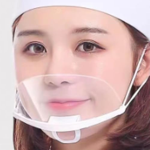 Miniatura 6 de Juego de sombrero de delantal de chef, delantal de cocina ajustable para adultos, máscara sanitaria transparente y mangas impermeables para brazos,