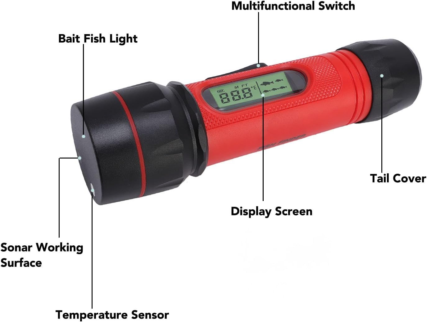 Bewinner Sonar Fish Finder, Handheld IP68 Water Proof Portable Depth Finder with LCD Display, 90m Detection for Kayak Boat Ice Fishing, Fishing Gift for Anglers