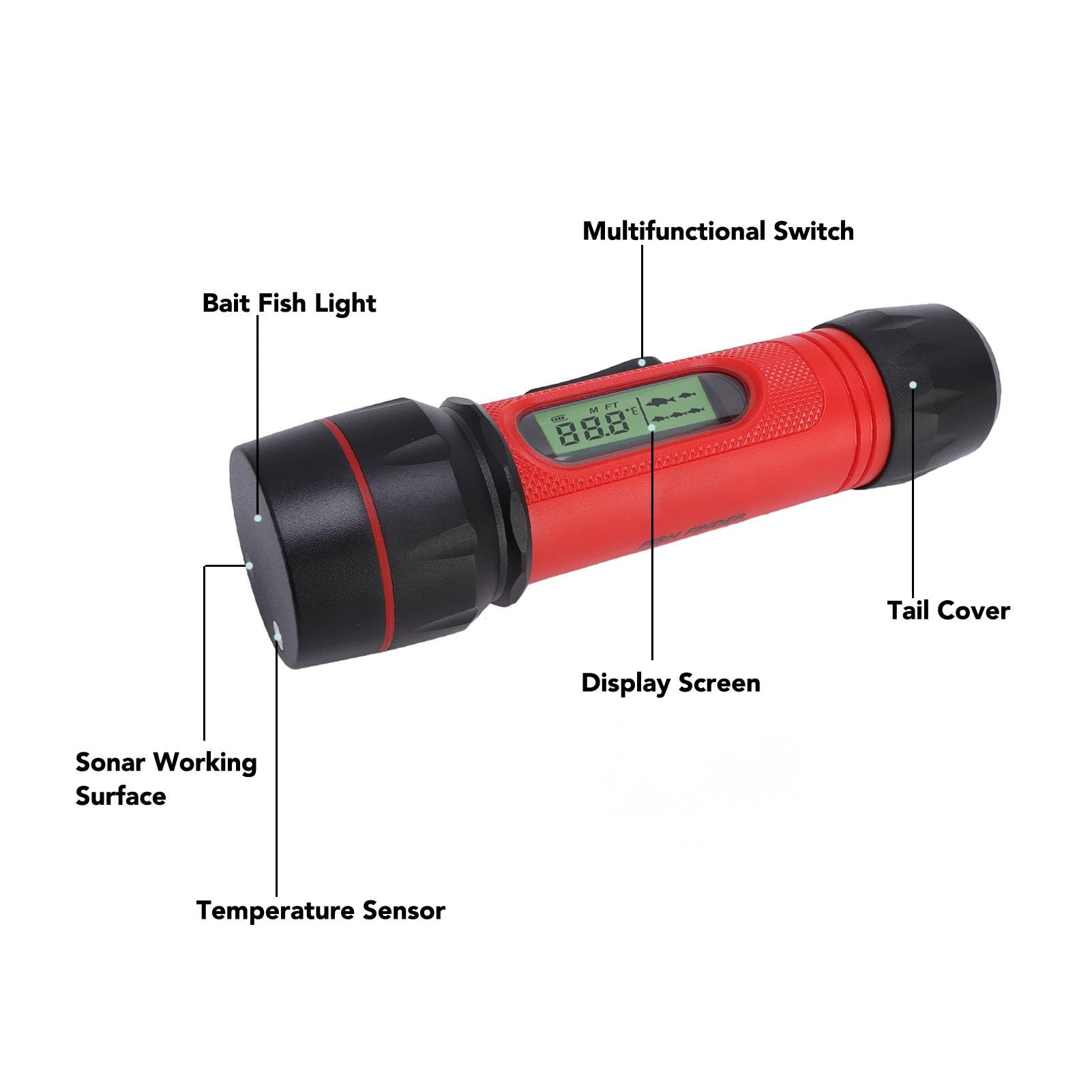 Bewinner Ecoscandaglio per Pesci, Ecoscandaglio Portatile Wireless Resistente All'acqua con Display LCD, Rilevatore di Pesci Portatile per la Pesca Sul Ghiaccio per Barca in Kayak con