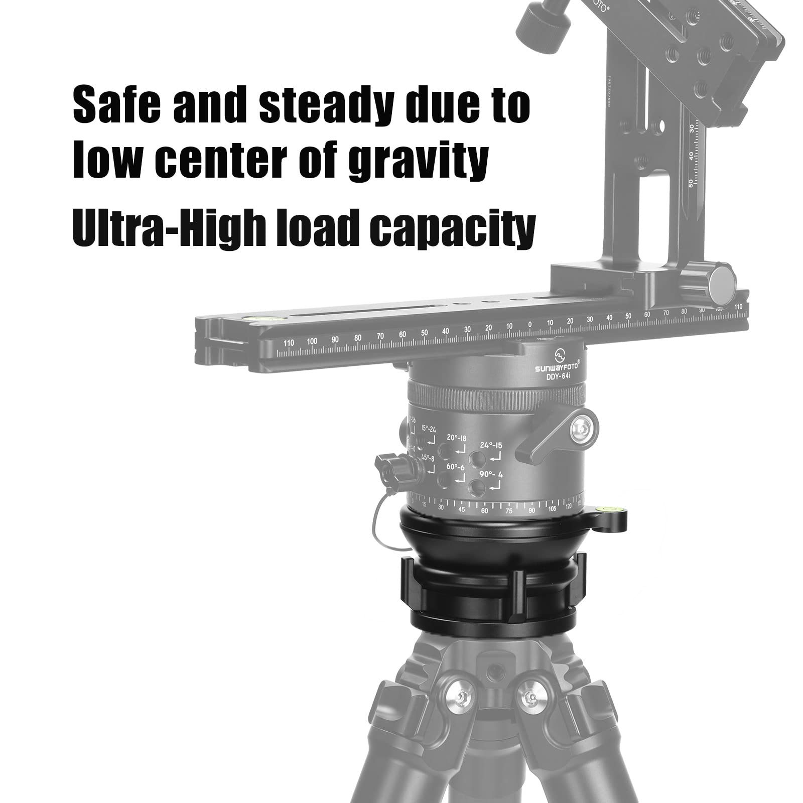 SUNWAYFOTO Cabezal de trípode con Base de nivelación LB-68, Capacidad de Carga de 10 kg