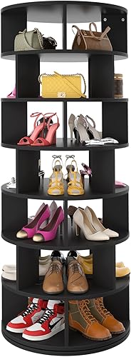 Miniatura 14 de Aheaplus Torre de Estante Giratorio para Zapatos, Zapatero Giratorio de 7 Niveles 360 Estantes Giratorios para Zapatos Organizador para Closet,