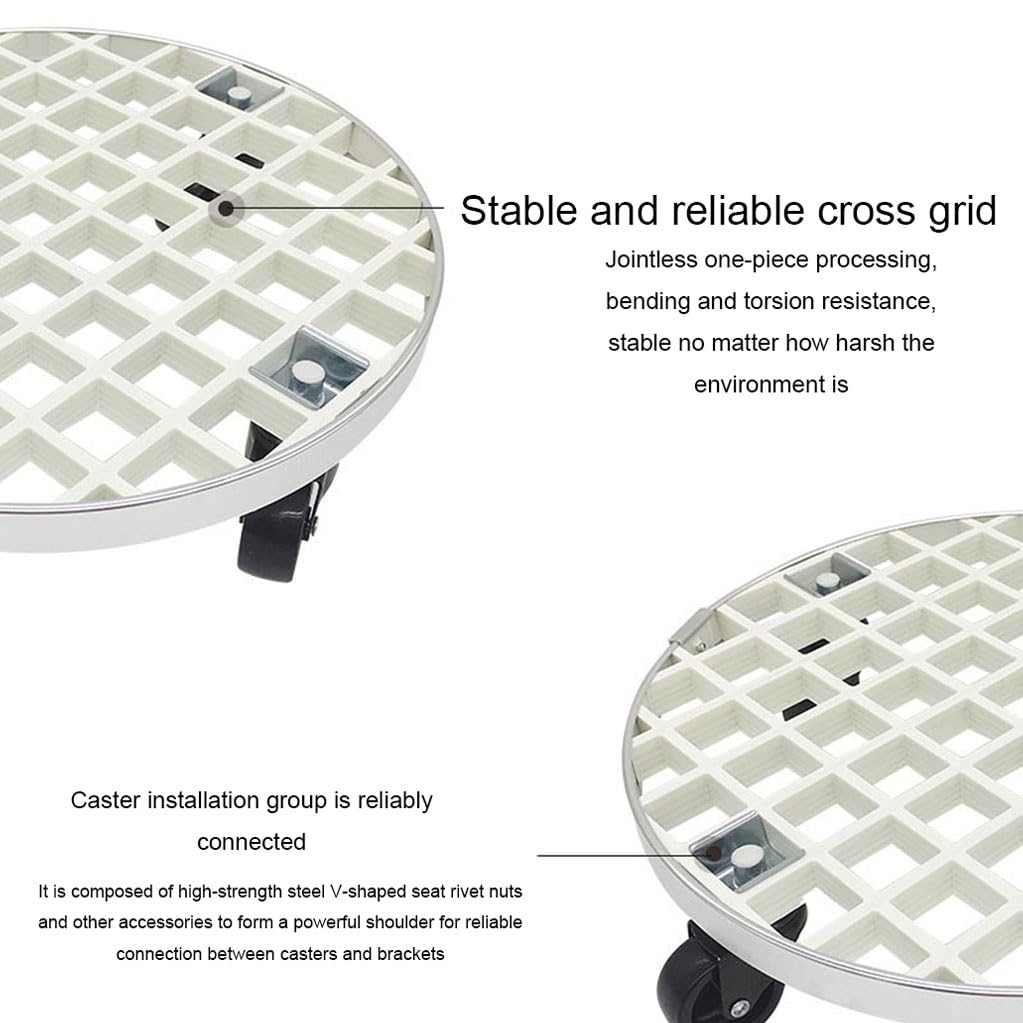 Chariot rond robuste avec roues verrouillables – Capacité de 200 kg – Chariot rond pour grands pots de fleurs intérieur/extérieur de 25 cm