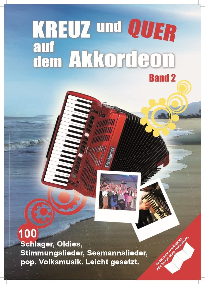 Livre accordéon Kreuz und Quer Band 2 avec 100 partitions de variétés et vieux succès