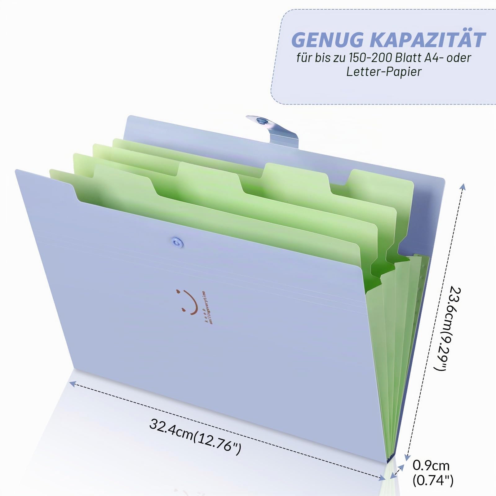 SKYDUE Fächermappen mit 5 Taschen, Akkordeon-Aktenordner mit 32 Etiketten, tragbarer Dokumentenpapier-Organizer, Aktenordner, Brief-/A4-Größe, 4 Stück