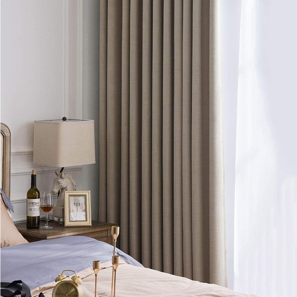 -curtain Curtains Blinds Simple Bedroom Thicken Cotton and Linen Hooks Insulation Sunshade Sunscreen Cloth Curtains@D_100 × 270cm (W × H) × 2 (E 200×270cm(W×H)×2)