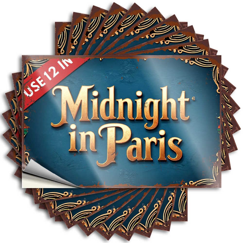 Motivational Tattoos, House Stuff Bottle Midnight in Paris: A Timeless Romance Unfolds | Funny Quote Military Decals(12X18CM)
