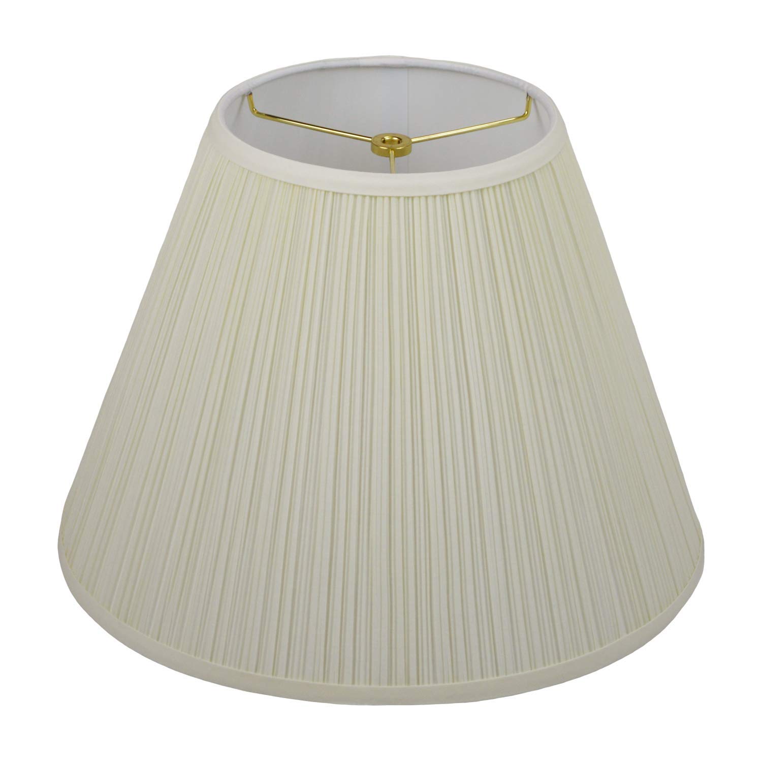 fenchelshades.com lampshade 8" top diameter x 16" bottom diameter x 12" slant height with washer (spider) attachment for lamps with a harp (pleated mushroom cream)
