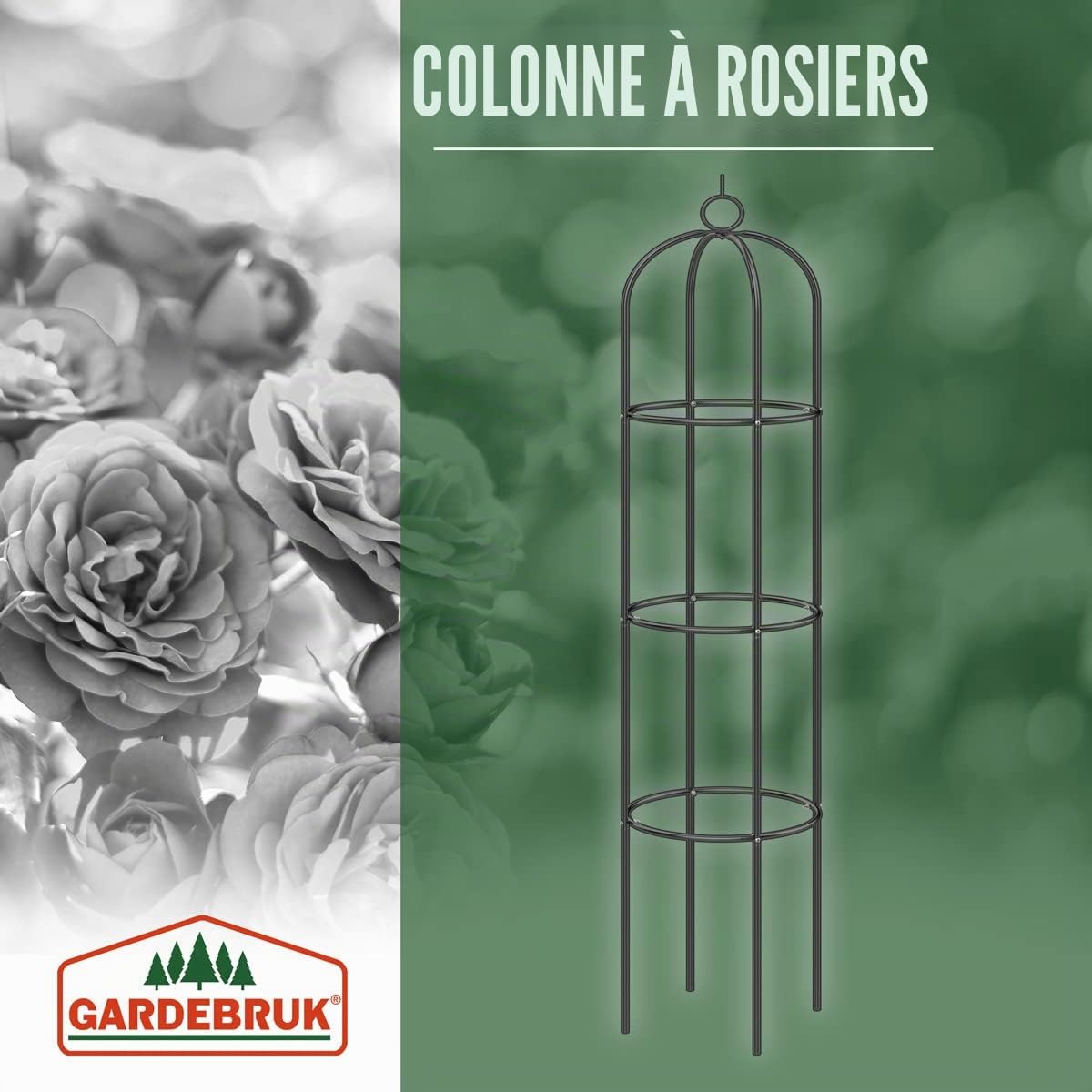 GARDEBRUK® 4X Tuteurs de Jardin 200 cm Colonne rosiers Support pour Plantes grimpantes Ø 40 cm Obélisque de Jardin