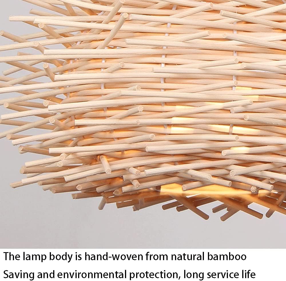Lampadario a Forma di Nido d'uccello con Cestino in Rattan, Confezione da 1, Illuminazione a Sospensione Intrecciata in Stile Rustico, apparecchio di Illuminazione in Vimini