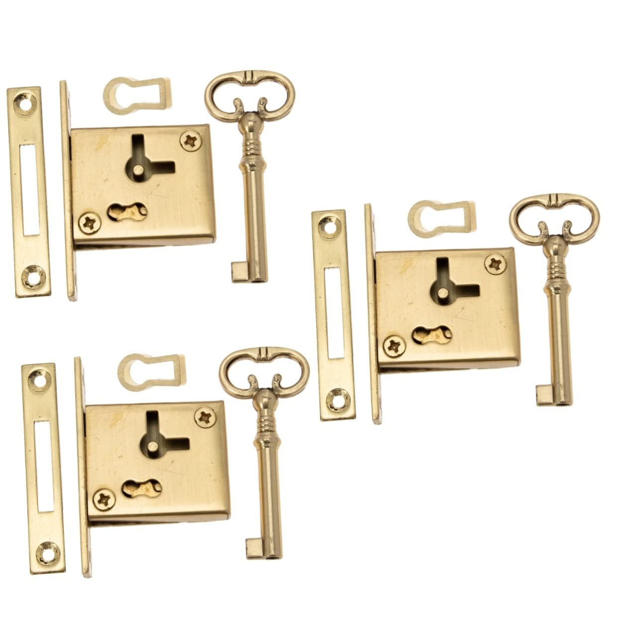 CORHAD 3pcs Antique Style Jewelry Case Lock for Closet Lock Counters Keyway for Cabinet Display Cabinets