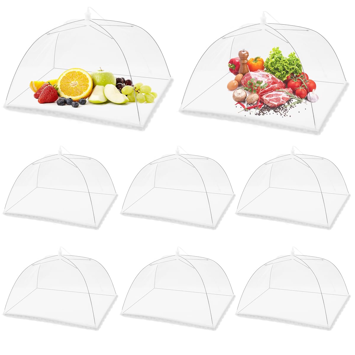 Photo 1 of (8Pack) Pop-up Picnic Food Tent Covers, 17x17Inch Foldable Mesh Screen Food Covers for Outdoors, Reusable Food Cover Net Keep Out Flies, Mosquitoes…