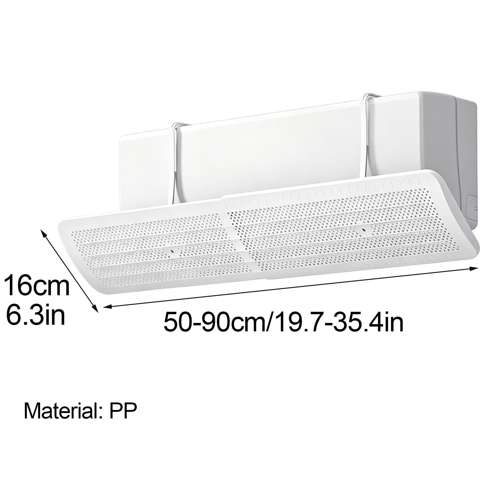 Deflettore Climatizzatore PP 50-90cm, Controllo Aria 180° Regolabile | Paravento Condizionatore Estensibile, Pannello Polipropilene Anti Getto Diretto, Gancio per Split Murali