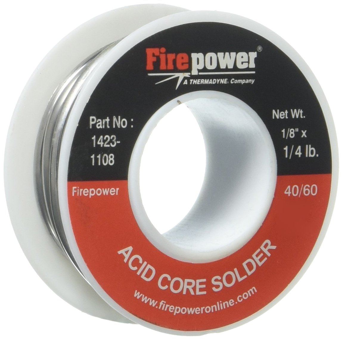 FPW1423-1108 Firepower 1423-1108 Acid Flux Core 40/60 Solder, 1/8-Inch x 1/4-Pound
