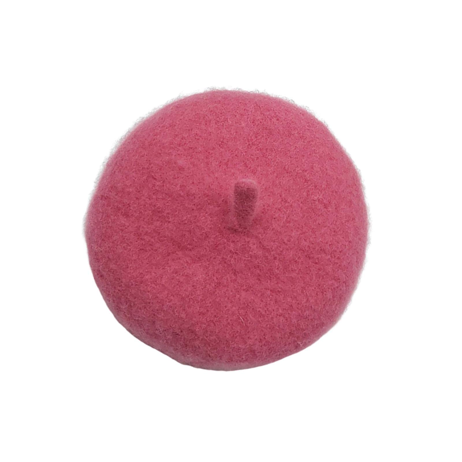 Dog Cat Beret Wool Yard Hat Durable Adjustable Elastic Rope Costume Warm Rose Red Diameter 13 cm