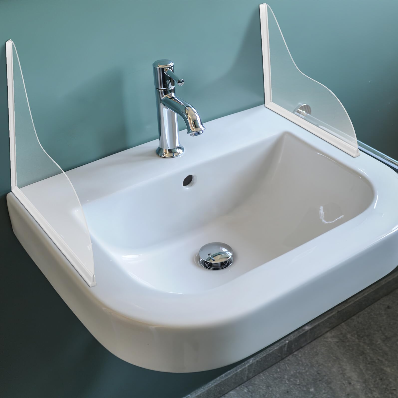 DOITOOL Spritzschutz aus Acryl für Badewanne und Waschbecken 2 Stück | Silikon, Küche und Bad, Wasserhaltend, Formstabil, Eckenschutz, Leichter Einsatz