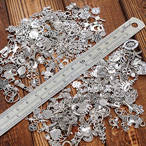Yueaon 300Pcs Bulk Lots Charms For Jewelry Making Supplies Kit Craft Accessories Bracelet Necklace Pendant Earring Keychain Tibetan Silver Wholesale #TOP1