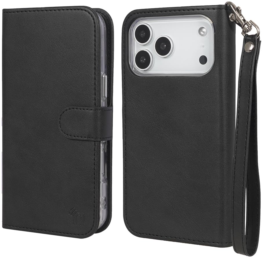 Nakedcellphone Magnetic Wallet for iPhone 17 Pro Max Case - Black Leather - image 9